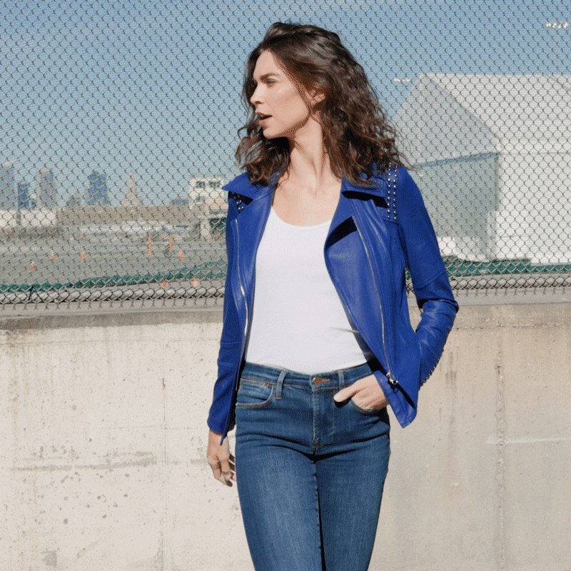 Clara Sunwoo Special Offer - Liquid Leather™ Studded Jacket - Cobalt - Final Sale