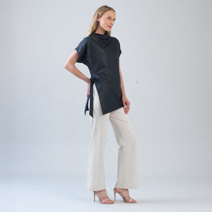 Clara Sunwoo Best Price - Liquid Leather™ - Funnel Neck Side Vent Tie Tunic - Black - Final Sale!