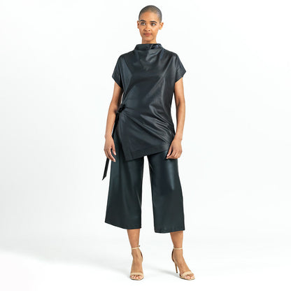 Clara Sunwoo Best Price - Liquid Leather™ - Funnel Neck Side Vent Tie Tunic - Black - Final Sale!