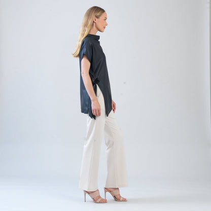 Clara Sunwoo Best Price - Liquid Leather™ - Funnel Neck Side Vent Tie Tunic - Black - Final Sale!