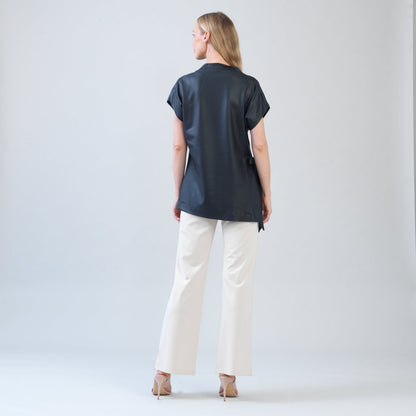 Clara Sunwoo Best Price - Liquid Leather™ - Funnel Neck Side Vent Tie Tunic - Black - Final Sale!