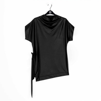 Clara Sunwoo Best Price - Liquid Leather™ - Funnel Neck Side Vent Tie Tunic - Black - Final Sale!
