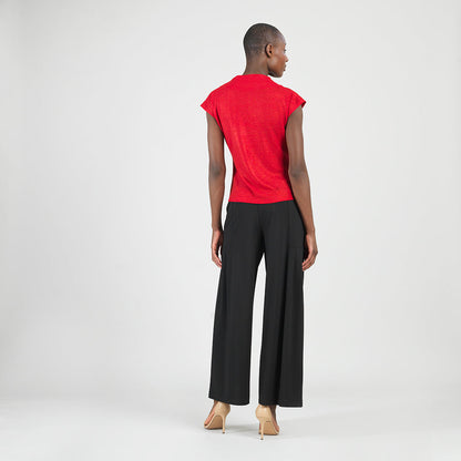 Clara Sunwoo Best Seller - Glimmer Speck - Drape Neck Loop Front Top - Red - Final Sale