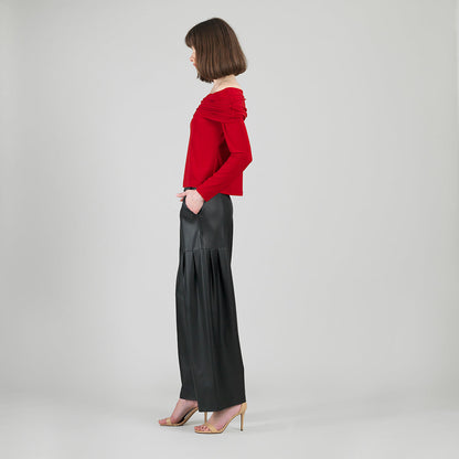 Clara Sunwoo Essential - Ruched Off-Shoulder Top - Red - Final Sale