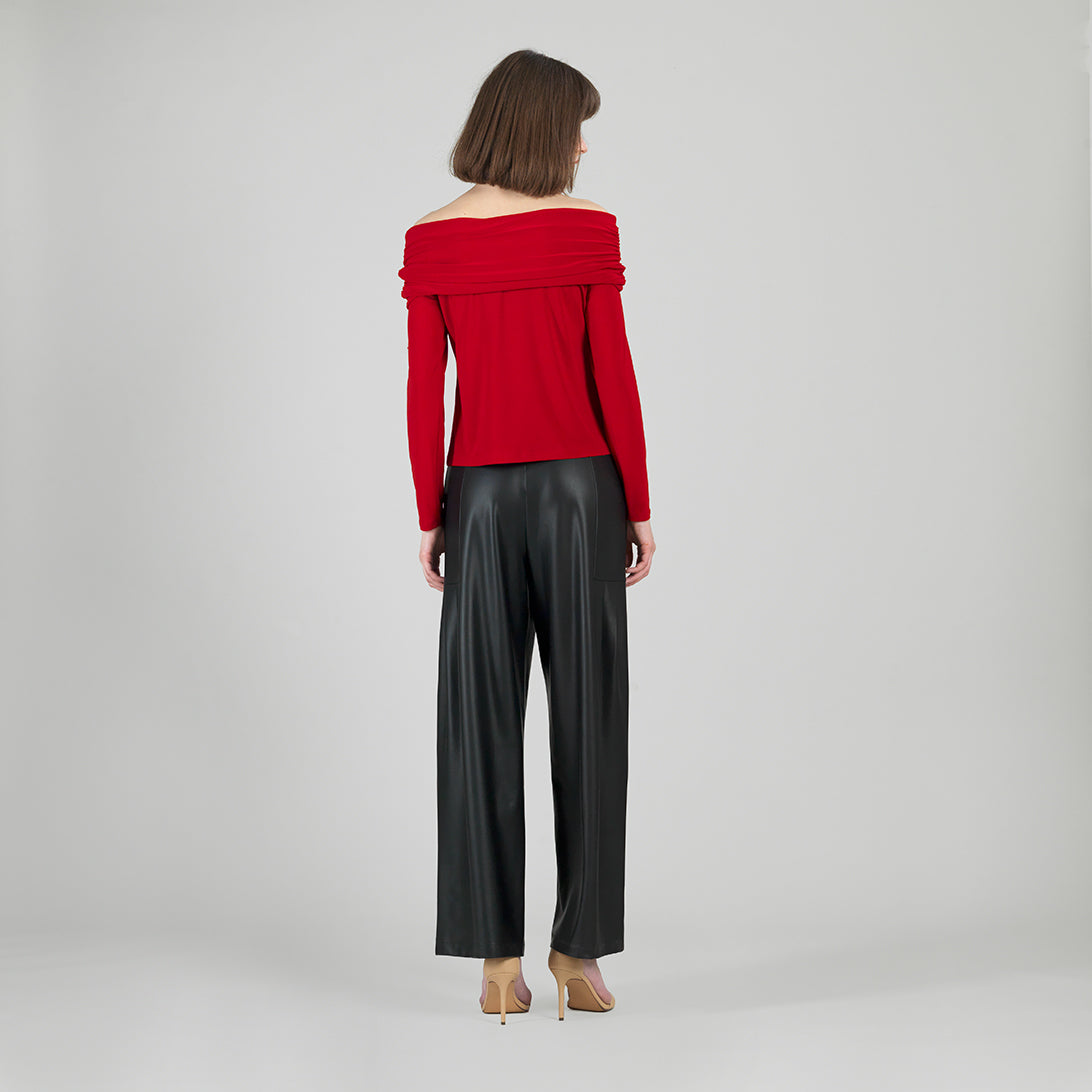 Clara Sunwoo Essential - Ruched Off-Shoulder Top - Red - Final Sale