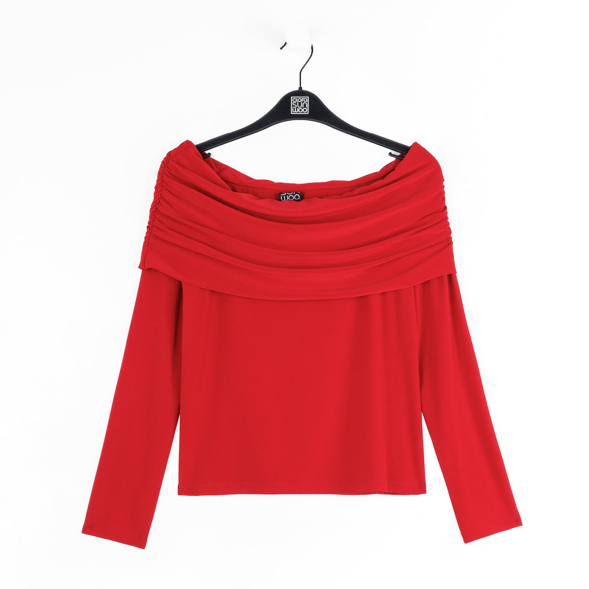 Clara Sunwoo Essential - Ruched Off-Shoulder Top - Red - Final Sale
