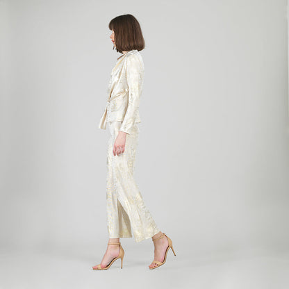 Clara Sunwoo Everyday - Foil Sheen - Long Sleeve Loop Front Top - Champagne - Final Sale
