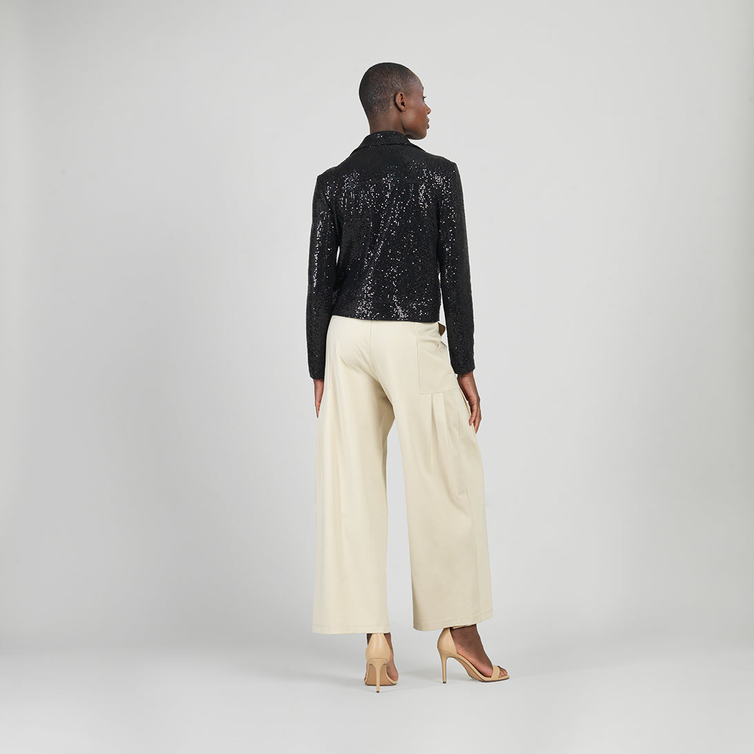 Clara Sunwoo Latest - Sequin Knit - Moto Waist Jacket - Black - Final Sale