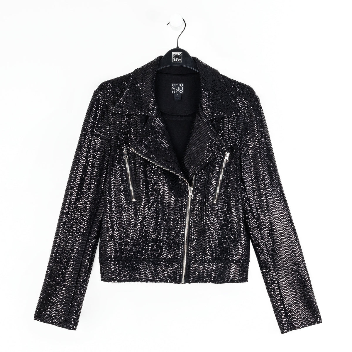 Clara Sunwoo Latest - Sequin Knit - Moto Waist Jacket - Black - Final Sale