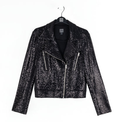 Clara Sunwoo Latest - Sequin Knit - Moto Waist Jacket - Black - Final Sale