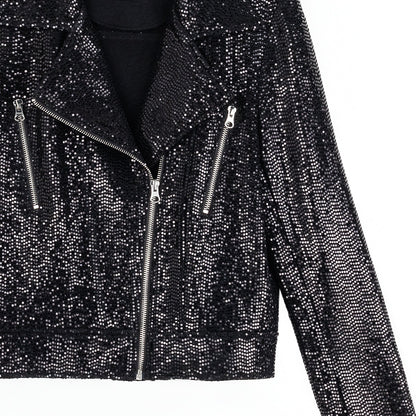Clara Sunwoo Latest - Sequin Knit - Moto Waist Jacket - Black - Final Sale
