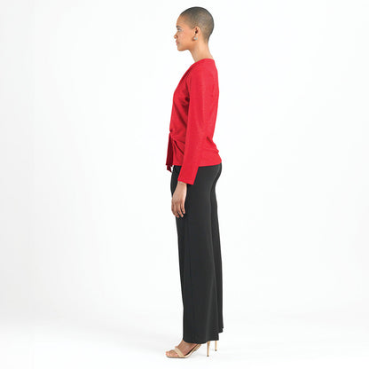 Clara Sunwoo Popular - Glimmer Speck - V-Neck Center Front Tie Top - Red - Final Sale