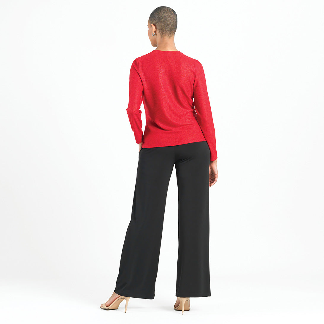 Clara Sunwoo Popular - Glimmer Speck - V-Neck Center Front Tie Top - Red - Final Sale