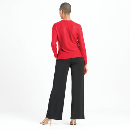 Clara Sunwoo Popular - Glimmer Speck - V-Neck Center Front Tie Top - Red - Final Sale