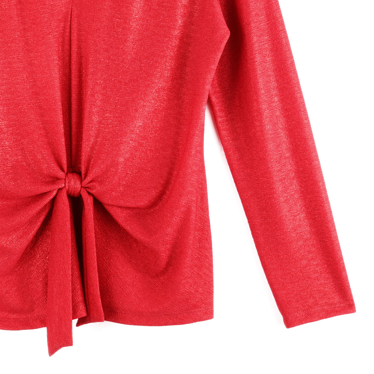 Clara Sunwoo Popular - Glimmer Speck - V-Neck Center Front Tie Top - Red - Final Sale