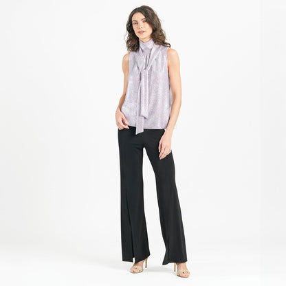 Clara Sunwoo Classic - Glitter Foil - Mock Neck-Tie Detail Top - Pink - Final Sale!