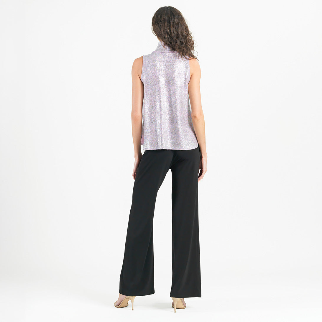 Clara Sunwoo Classic - Glitter Foil - Mock Neck-Tie Detail Top - Pink - Final Sale!