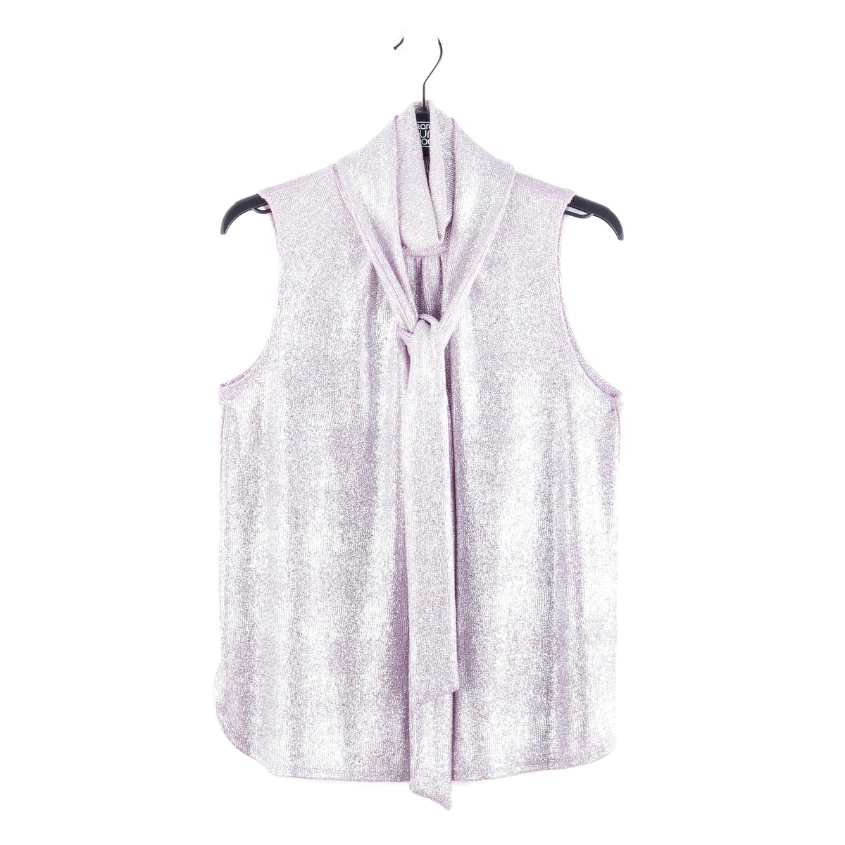 Clara Sunwoo Classic - Glitter Foil - Mock Neck-Tie Detail Top - Pink - Final Sale!