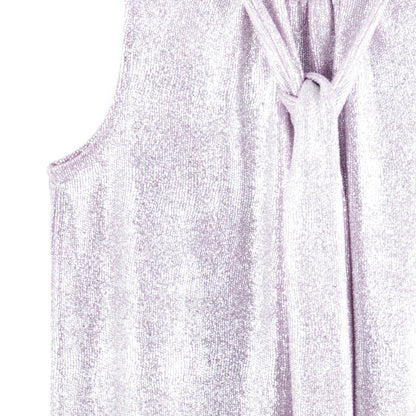 Clara Sunwoo Classic - Glitter Foil - Mock Neck-Tie Detail Top - Pink - Final Sale!