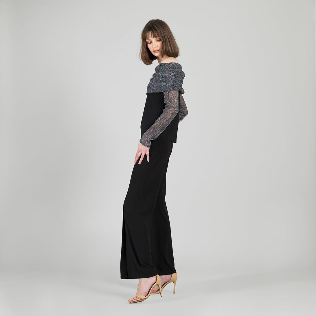 Clara Sunwoo Great Value - Sheer Shimmer - Ruched Off-Shoulder Top - Silver - Final Sale