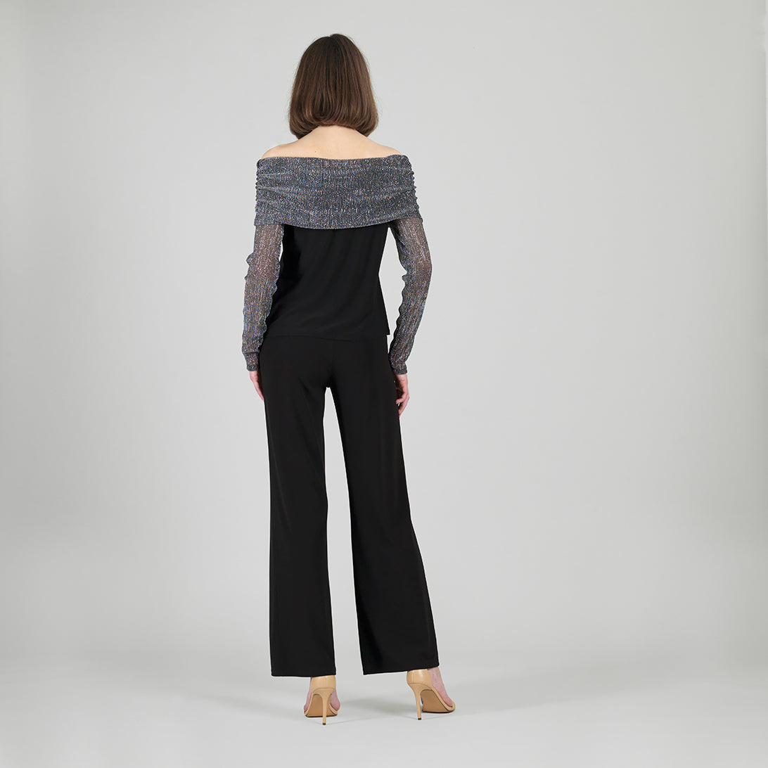 Clara Sunwoo Great Value - Sheer Shimmer - Ruched Off-Shoulder Top - Silver - Final Sale