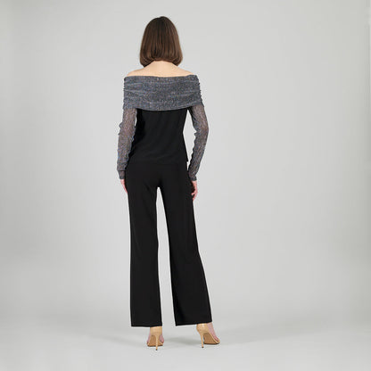 Clara Sunwoo Great Value - Sheer Shimmer - Ruched Off-Shoulder Top - Silver - Final Sale
