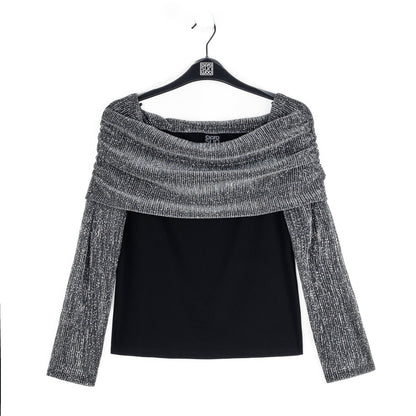 Clara Sunwoo Great Value - Sheer Shimmer - Ruched Off-Shoulder Top - Silver - Final Sale