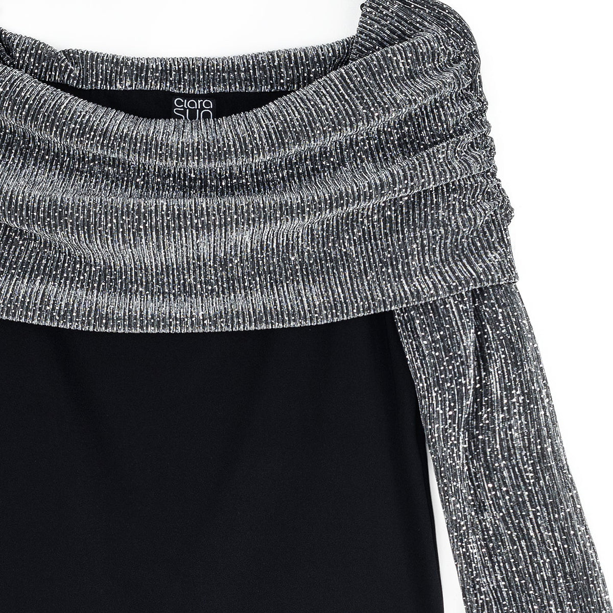 Clara Sunwoo Great Value - Sheer Shimmer - Ruched Off-Shoulder Top - Silver - Final Sale