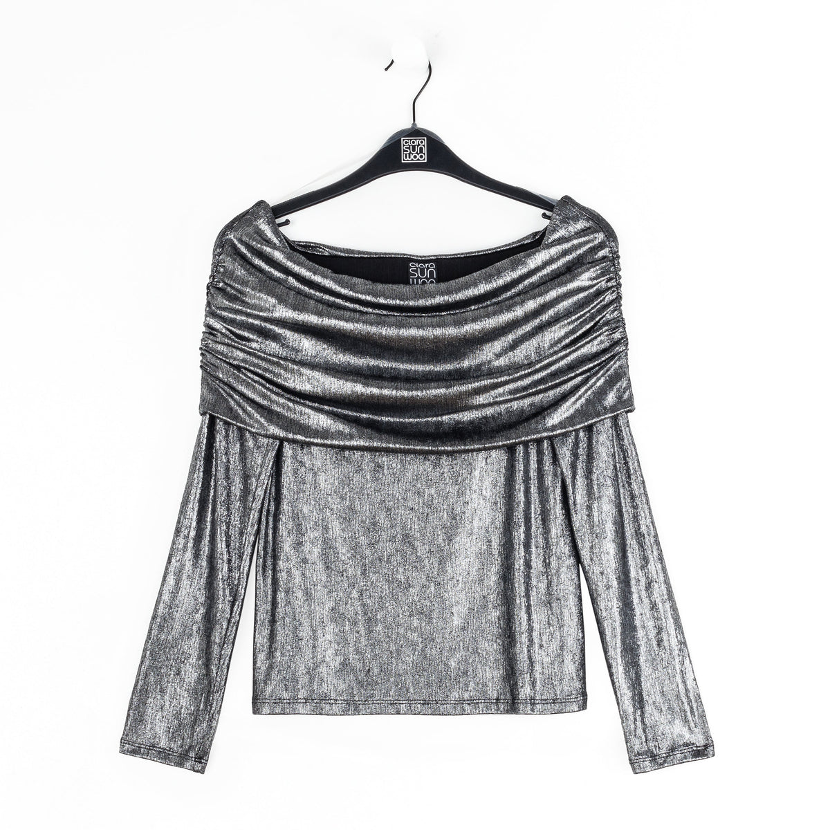 Clara Sunwoo Classic - Metallic Shimmer - Ruched Off-Shoulder Top - Final Sale
