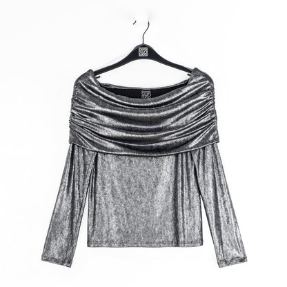 Clara Sunwoo Classic - Metallic Shimmer - Ruched Off-Shoulder Top - Final Sale