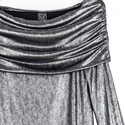 Clara Sunwoo Classic - Metallic Shimmer - Ruched Off-Shoulder Top - Final Sale