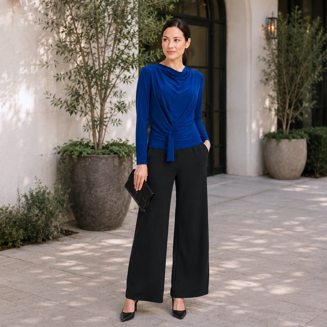 Clara Sunwoo Classic - Long Sleeve Loop Front Top - Cobalt - Final Sale
