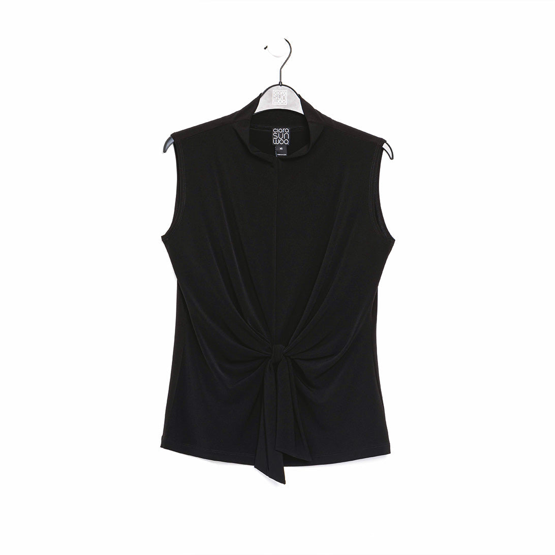 Clara Sunwoo Special Offer - Sleeveless Center Front Tie Top - Black - Final Sale!