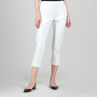 Clara Sunwoo Quality - Rayon-Ponte Knit - Pull-On Pocket Capri - White - Final Sale