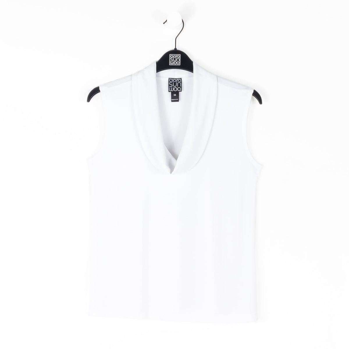 Clara Sunwoo Top Pick - Sleeveless Draped Cowl Neck Top - White - Final Sale