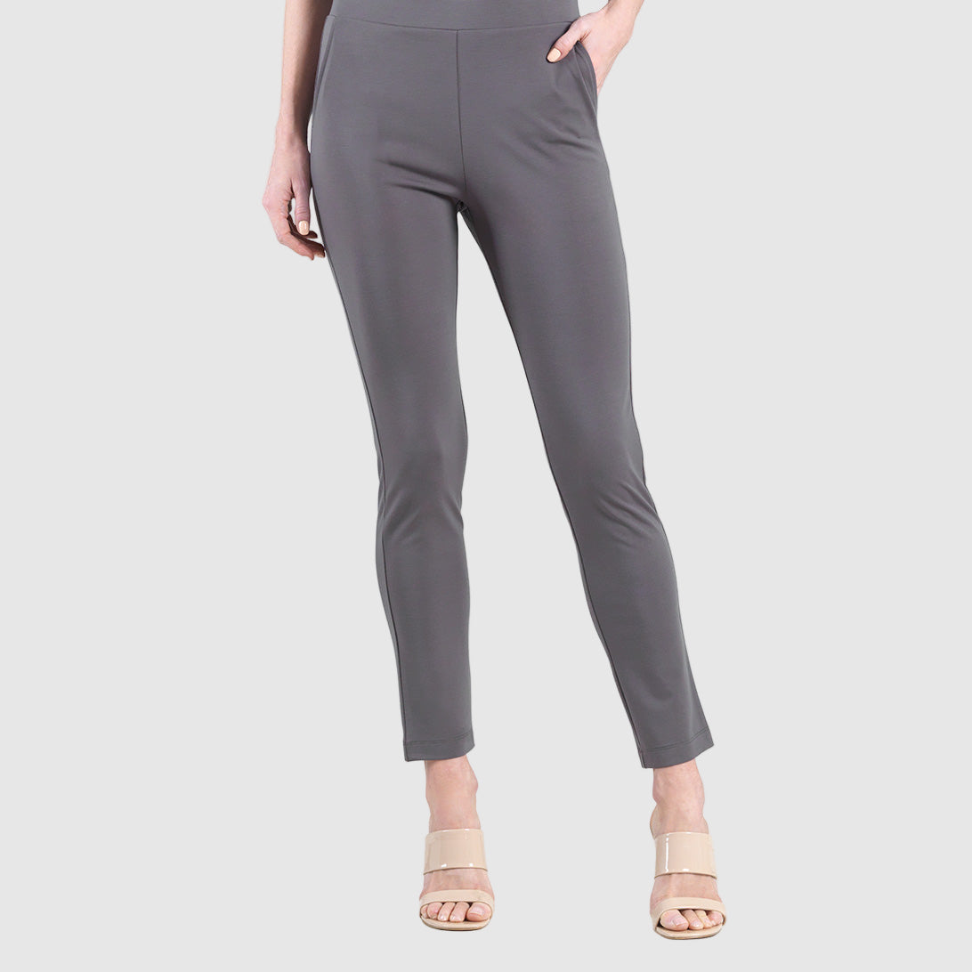 Clara Sunwoo Exclusive - Rayon-Ponte Knit - Straight Leg Pocket Pant - Mocha - Final Sale
