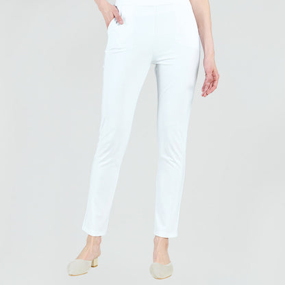 Clara Sunwoo Best Seller - Medium Knit - Straight Leg Pocket Pant - White - Final Sale