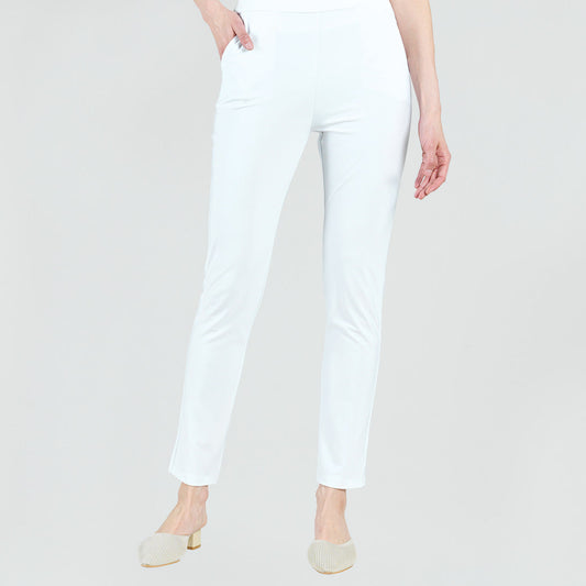 Clara Sunwoo Best Seller - Medium Knit - Straight Leg Pocket Pant - White - Final Sale