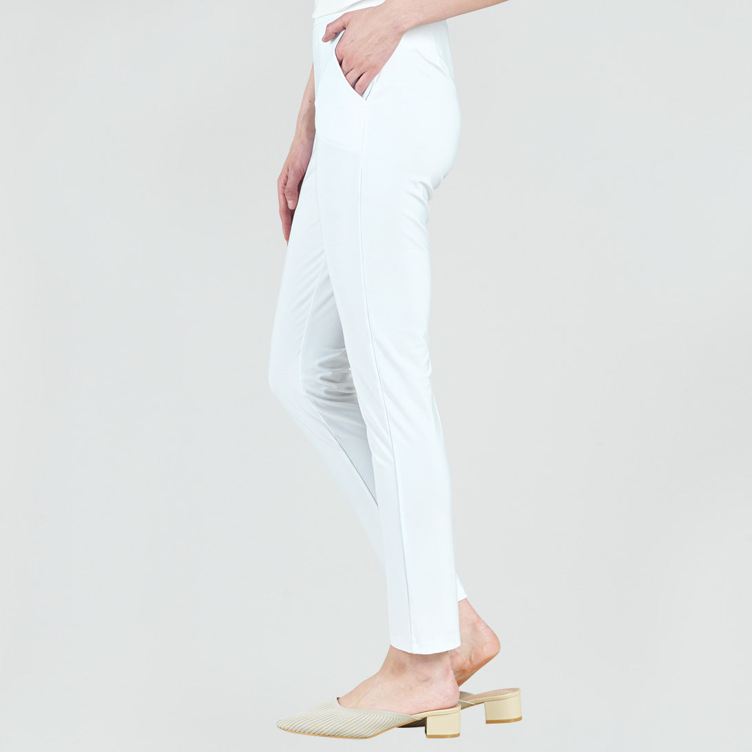 Clara Sunwoo Best Seller - Medium Knit - Straight Leg Pocket Pant - White - Final Sale