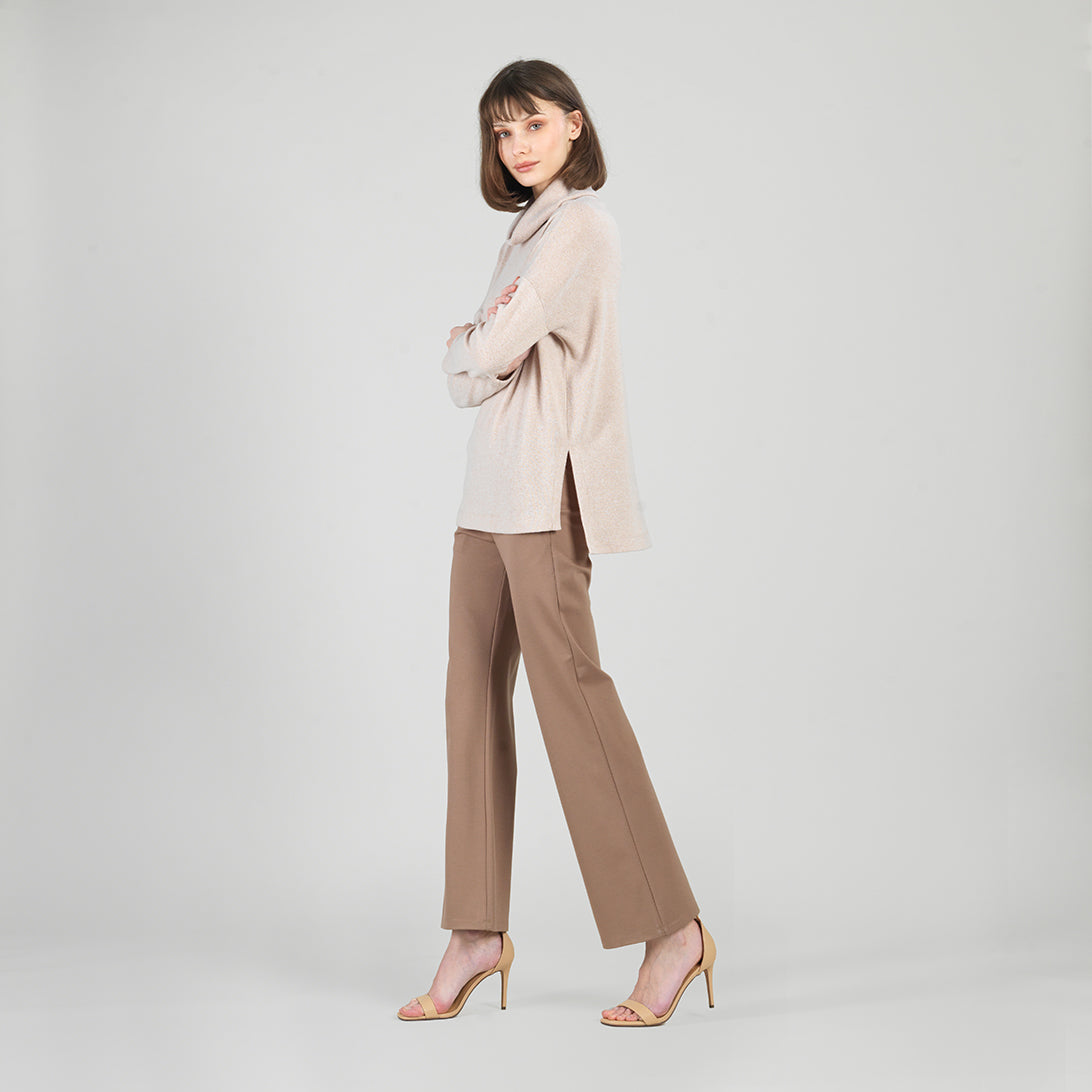 Clara Sunwoo Deals - Faux Cashmere - Cowl Turtleneck Side Vent Sweater Tunic - Natural - Final Sale