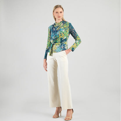 Clara Sunwoo Quality - Cozy Texture - Long Sleeve Loop Front Sweater Top - Floral Patch - Final Sale