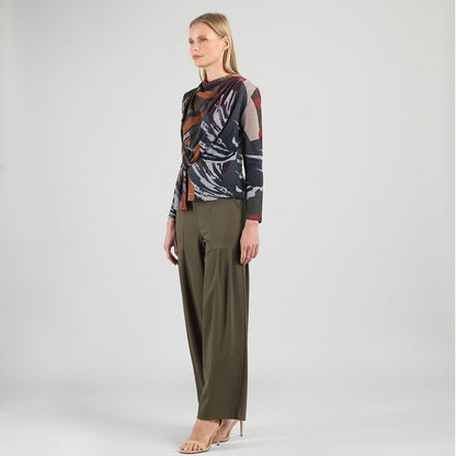 Clara Sunwoo Recommended - Cozy Knit - Long Sleeve Loop Front Sweater Top - Abstract Harvest - Final Sale