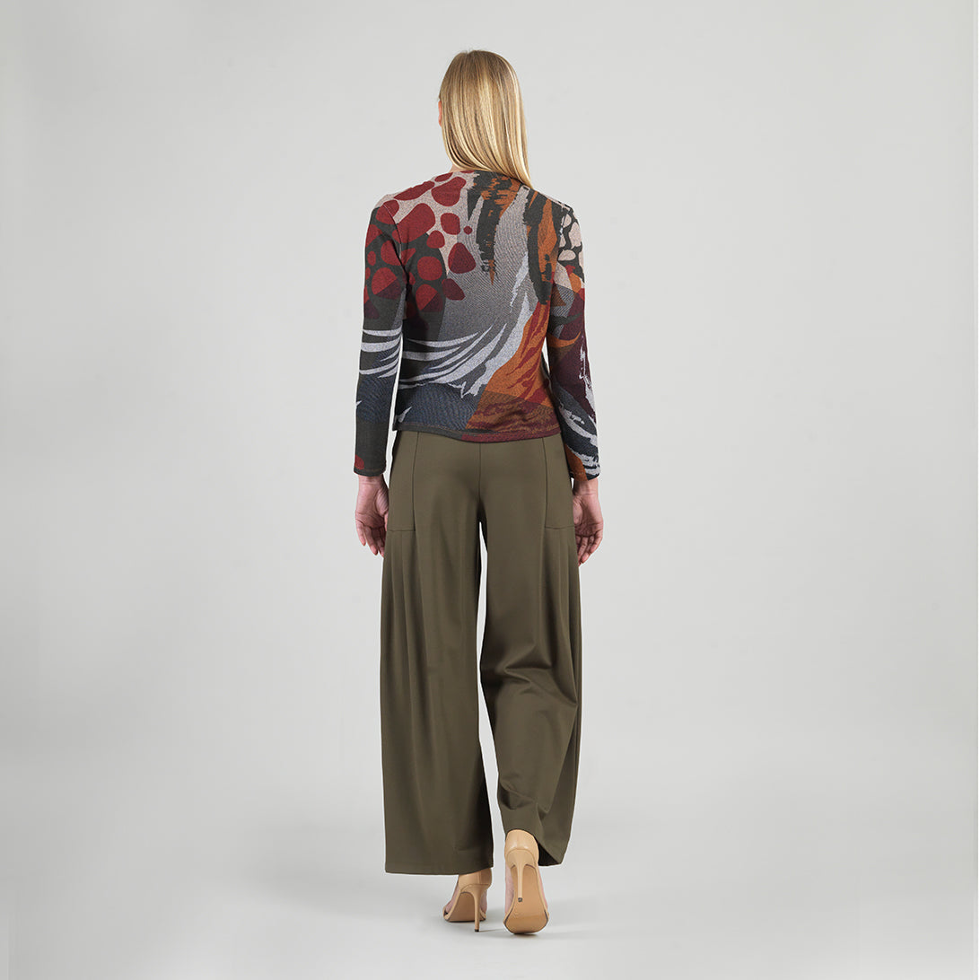 Clara Sunwoo Recommended - Cozy Knit - Long Sleeve Loop Front Sweater Top - Abstract Harvest - Final Sale