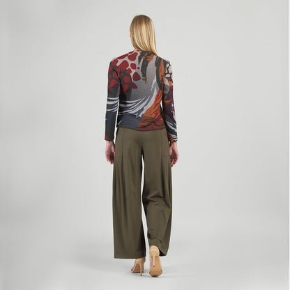 Clara Sunwoo Recommended - Cozy Knit - Long Sleeve Loop Front Sweater Top - Abstract Harvest - Final Sale