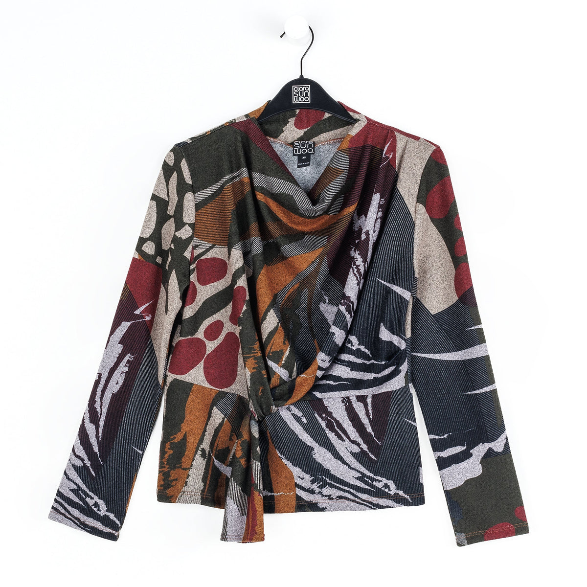 Clara Sunwoo Recommended - Cozy Knit - Long Sleeve Loop Front Sweater Top - Abstract Harvest - Final Sale
