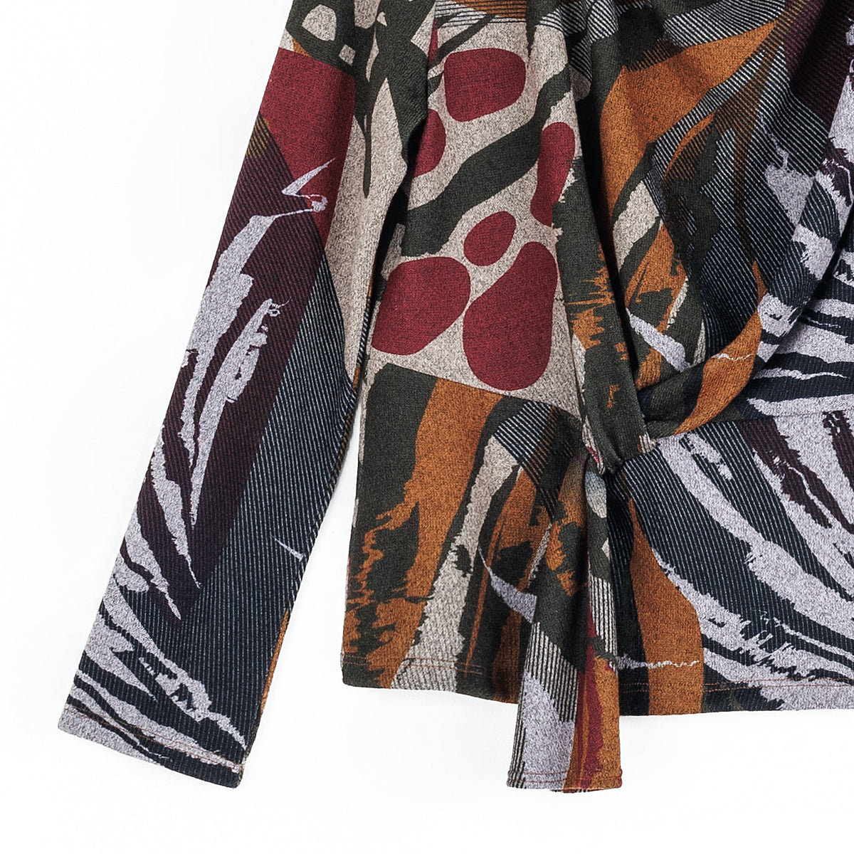 Clara Sunwoo Recommended - Cozy Knit - Long Sleeve Loop Front Sweater Top - Abstract Harvest - Final Sale