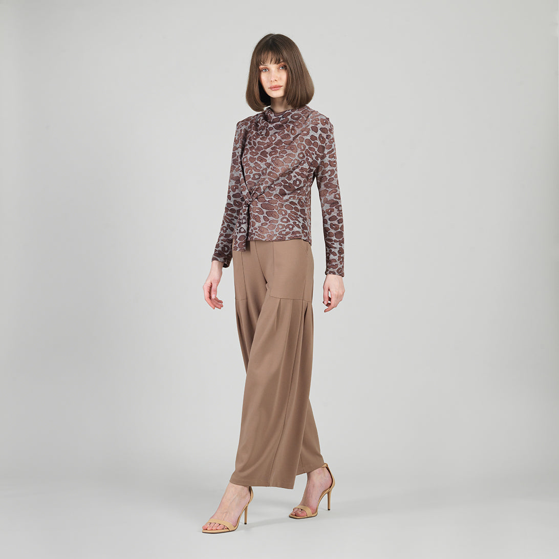 Clara Sunwoo Everyday - Cozy Knit - Long Sleeve Loop Front Sweater Top - Leopard Motif - Final Sale