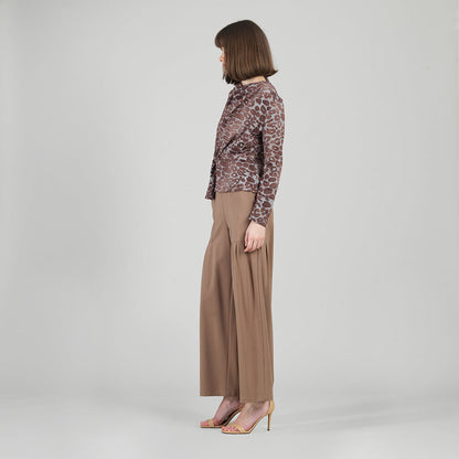 Clara Sunwoo Everyday - Cozy Knit - Long Sleeve Loop Front Sweater Top - Leopard Motif - Final Sale