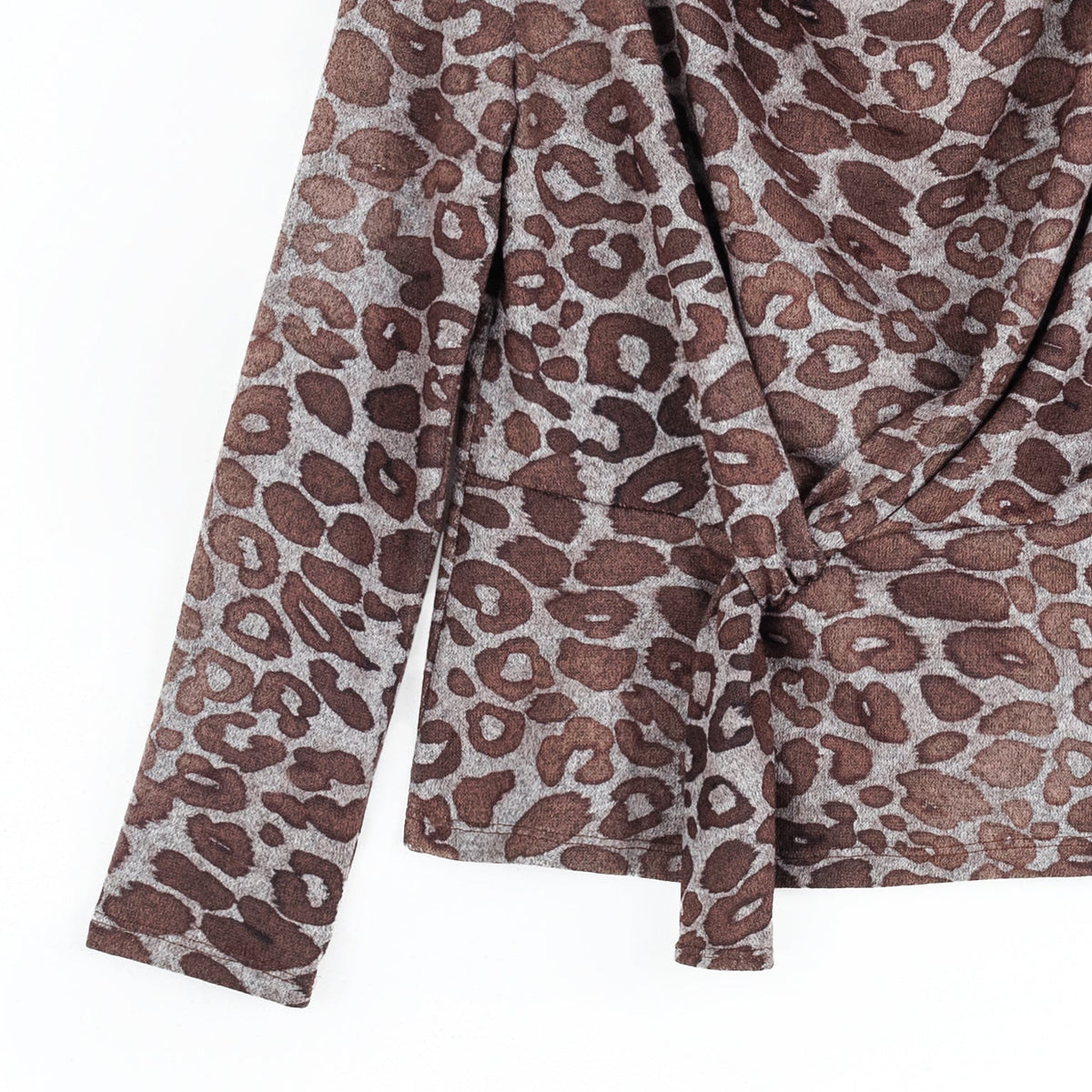 Clara Sunwoo Everyday - Cozy Knit - Long Sleeve Loop Front Sweater Top - Leopard Motif - Final Sale