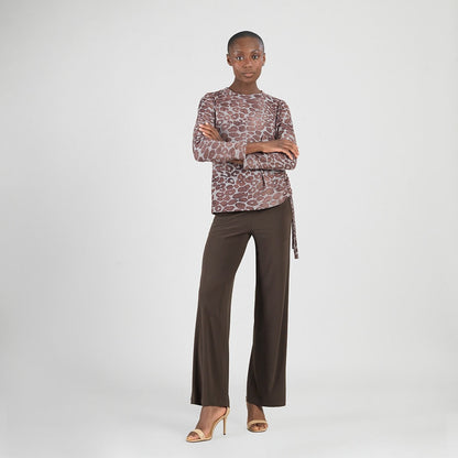 Clara Sunwoo Everyday - Cozy Knit - Side Pull-Tie Sweater Top - Leopard Motif - Final Sale